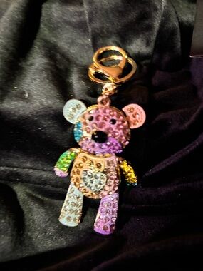 Multicolor Crystal Teddy Bear Keychain bag charm